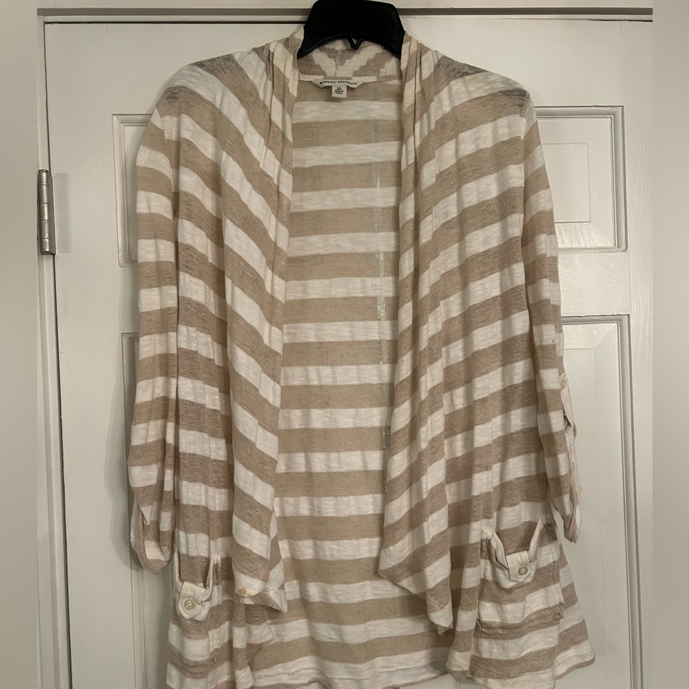 Banana Republic cotton linen neutral cardigan